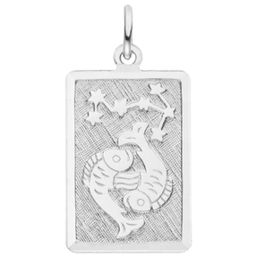 Anhänger Sternzeichen Fische aus 925 Silber mattiert rechteckig 20,8x12,1mm