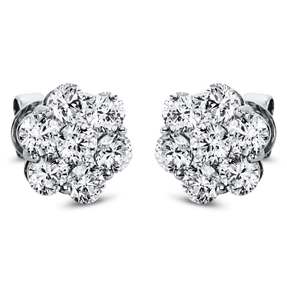 Ohrstecker aus 750 Gold Weißgold 14 Brillanten 2,6ct TW-SI B:10,6mm