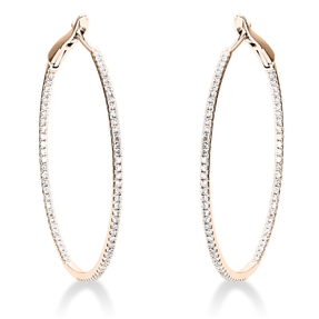 Creolen aus 750 Gold Rotgold 156 Diamanten 0,53ct TW-SI 36x1,2mm