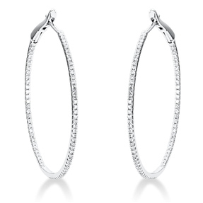 Creolen aus 750 Gold Weißgold 156 Diamanten 0,54ct TW-SI 36x1,2mm