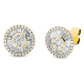 Ohrstecker aus 750 Gold Gelbgold 120 Diamanten 0,95ct TW-SI Ø11mm