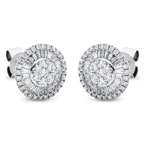 Ohrstecker aus 750 Gold Weißgold 121 Diamanten 0,9ct TW-SI Ø11mm