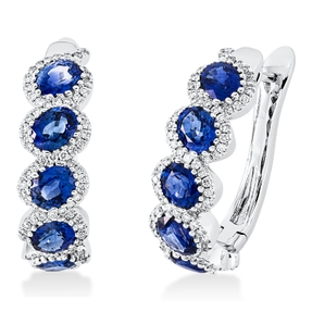 Creolen 750 Weißgold 10 Saphire 4,35ct blau 168 Brillanten 0,6ct TW-SI 23,1x7,1mm