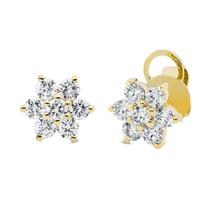 Ohrstecker aus 750 Gold Gelbgold 14 Brillanten 1,15ct TW-SI 9,4x8,4mm