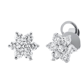 Ohrstecker aus 750 Gold Weißgold 14 Brillanten 1,14ct TW-SI 9,4x8,4mm