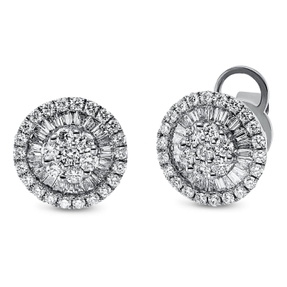 Ohrstecker aus 750 Gold Weißgold 107 Diamanten 0,94ct TW-SI Ø10,6mm