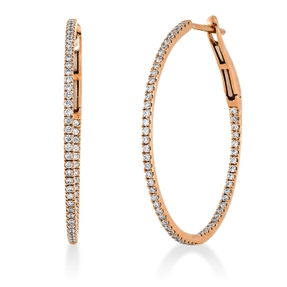 Creolen aus 750 Gold Rotgold 118 Brillanten 0,44ct TW-SI 28,5x1,2mm