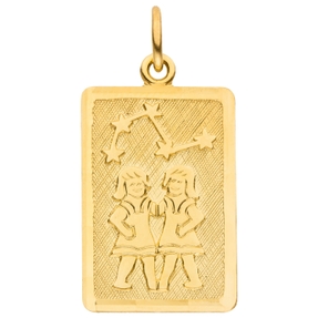 Anhänger Sternzeichen Zwilling 333 Gold Gelbgold mattiert rechteckig 20,8x12,1mm
