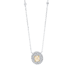 Collier aus 750 Gold gelb/weiß 41 Diamanten 1,02ct L:43cm