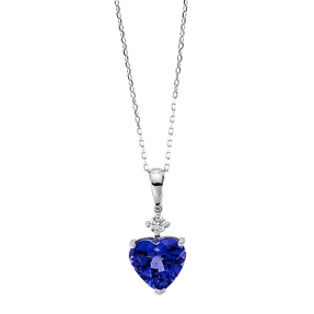 Collier aus 585 Weißgold Tansanit 3,29ct blau Brillant 0,11ct TW-SI L:45,7cm