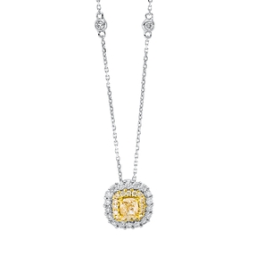 Solitaire Collier aus 750 Gold gelb/weiß 37 Diamanten 1,22ct L:45,7cm 4er-Krappe