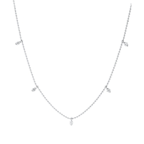 Collier aus 750 Gold Weißgold 7 Brillanten 0,19ct TW-SI L:46cm