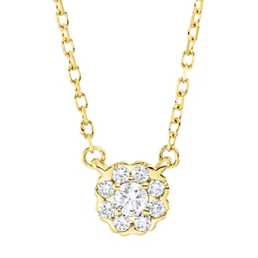 Collier aus 750 Gold Gelbgold 9 Brillanten 0,11ct TW-SI L:45,7cm