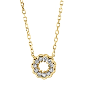 Collier Kreis aus 750 Gold Gelbgold 11 Brillanten 0,07ct TW-SI L:45,7cm