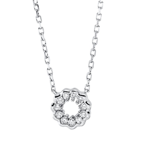 Collier Kreis aus 750 Gold Weißgold 11 Brillanten 0,07ct TW-SI L:45,7cm