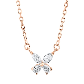 Collier aus 750 Gold Rotgold 4 Diamanten 0,17ct TW-VSI L:45,7cm