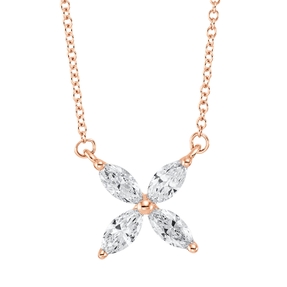 Collier aus 750 Rotgold 4 Diamanten Navette-Schliff 0,39ct TW-VSI L:45,7cm