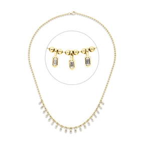 Collier aus 585 Gelbgold 19 Diamanten Baguette-Schliff 0,59ct TW-SI L:45,7cm