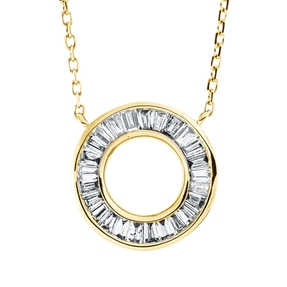 Collier Kreis aus 750 Gelbgold 25 Diamanten Trapez-Schliff 0,31ct TW-VSI L:45,7cm