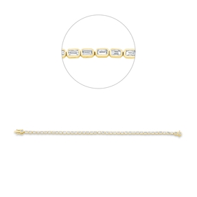 Armband 750 Gelbgold 42 Diamanten Baguette-Schliff 1,49ct TW-SI B:2,6mm L:17,8cm