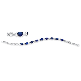 Armband aus 750 Weißgold 9 Saphire 7,94ct blau 99 Diamanten 1,21ct TW-SI L:17,8cm