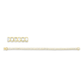 Armband aus 750 Gelbgold 51 Diamanten Smaragd-Schliff 5,04ct TW-VSI/SI L:17,5cm