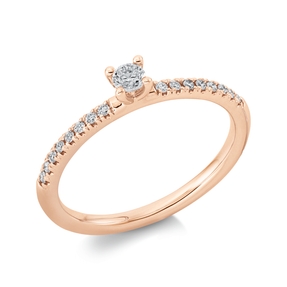 Ring aus 750 Rotgold 16 Brillanten 0,1ct TW-SI 1 Brillant 0,1ct TW-SI B:3,4mm