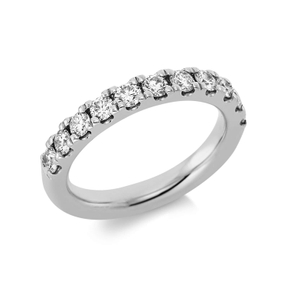 Halb-Memoire Ring aus 585 Weißgold 11 Brillanten 0,92ct TW-SI B:3,3mm