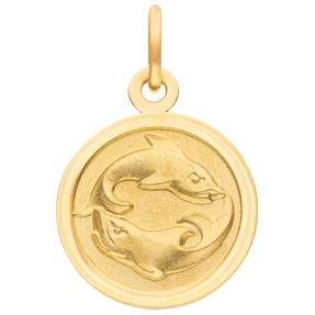 Anhänger Sternzeichen Fische aus 333 Gold Gelbgold mattiert rund Ø 12mm