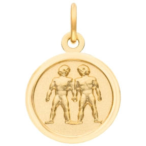 Anhänger Sternzeichen Zwilling aus 333 Gold Gelbgold mattiert rund Ø 12mm
