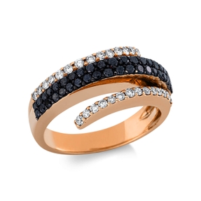 Ring aus 750 Rotgold 68 Diamanten 0,84ct B:9,5mm Fassung teils schwarz rhodiniert Ring aus 750 Rotgold 68 Diamanten 0,84ct B:9,5mm Fassung teils schwarz rhodiniert