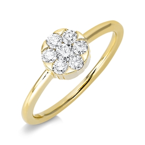 Ring Kreis 750 Gelbgold 6 Brillanten 0,27ct TW-SI 1 Brillant 0,1ct TW-SI Ø6,8mm
