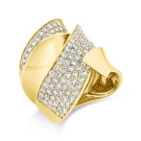 Pavé Ring aus 750 Gold Gelbgold 138 Brillanten 3,16ct TW-VSI H:26,7mm