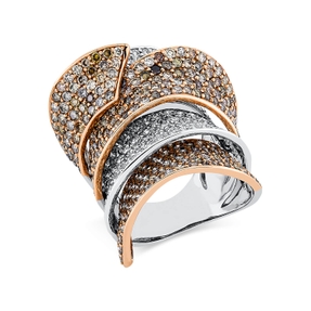 Pavé Ring aus 750 Gold weiß/rot 393 Diamanten 7,88ct B:28,6mm