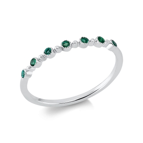 Ring aus 750 Gold Weißgold 7 Smaragde 0,1ct grün B:1,9mm