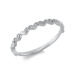 Ring Herzen aus 750 Gold Weißgold 15 Brillanten 0,05ct W-SI B:2,1mm
