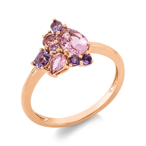 Ring aus 750 Gold Rotgold 9 Saphire 1,67ct pink B:11,8mm