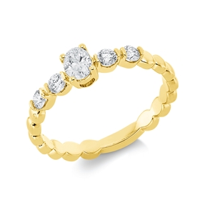 Solitaire Ring aus 750 Gold Gelbgold 5 Diamanten 0,39ct TW-SI B:4,9mm