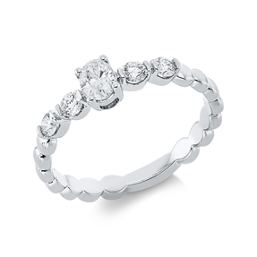 Solitaire Ring aus 750 Gold Weißgold 5 Diamanten 0,4ct TW-SI B:4,9mm