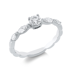 Solitaire Ring aus 750 Gold Weißgold 5 Diamanten 0,55ct TW-SI B:4,1mm