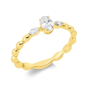 Ring aus 750 Gold Gelbgold 3 Diamanten 0,32ct TW-SI B:4,9mm