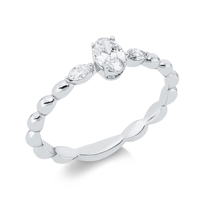 Ring aus 750 Gold Weißgold 3 Diamanten 0,32ct TW-SI B:4,9mm