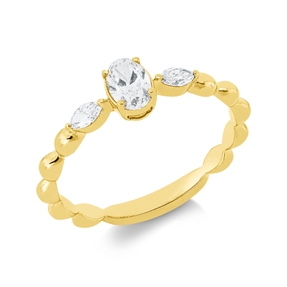 Ring aus 750 Gold Gelbgold 3 Diamanten 0,42ct TW-SI B:5,5mm