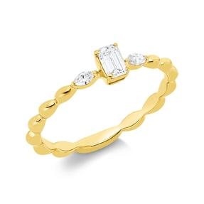Ring aus 750 Gold Gelbgold 3 Diamanten 0,26ct TW-SI B:4,2mm