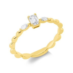 Ring aus 750 Gold Gelbgold 3 Diamanten 0,3ct TW-SI B:4,4mm