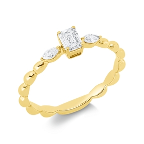 Ring aus 750 Gold Gelbgold 3 Diamanten 0,4ct TW-SI B:4,5mm