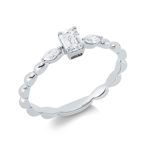 Ring aus 750 Gold Weißgold 3 Diamanten 0,41ct TW-SI B:4,5mm