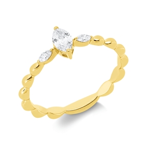 Ring aus 750 Gold Gelbgold 3 Diamanten 0,29ct TW-SI B:6,2mm