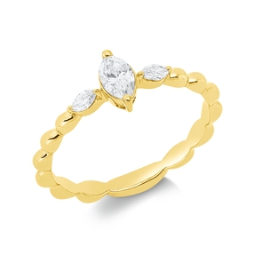 Ring aus 750 Gold Gelbgold 3 Diamanten 0,33ct TW-SI B:6,7mm