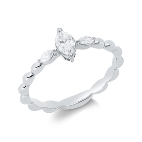 Ring aus 750 Gold Weißgold 3 Diamanten 0,31ct TW-SI B:6,7mm